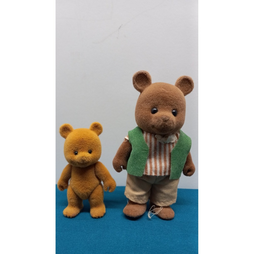Sylvanian Family woodland felt brown bears Calico Critters with flaws vintage